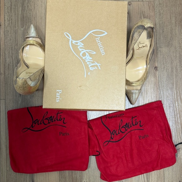 CHRISTIAN LOUBOUTIN - SILVER/GOLD 120 BLAKE IS BACK HEELS - SIZE 37.5 - Picture 15 of 15